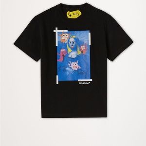 OFF-WHITE KIDS MONSTER LISA BLACK PRINTED COTTON T-SHIRT